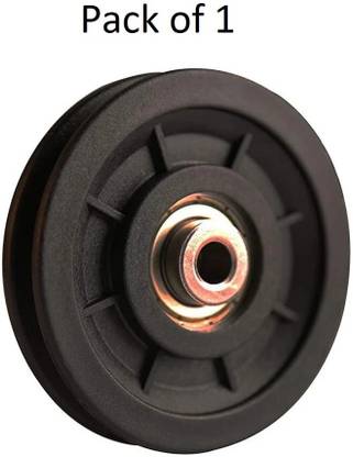 HouseOfCommon Exercise Gym Pulley 4 Inch with Inbuilt Bush and Bearing - Pack of 1 Black Bar Lock