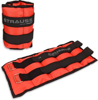Strauss (5 Kg x 2) Ankle Weight | Wrist & Leg Weights Cuff, 5Kg Each, Pair Orange Ankle & Wrist Weight