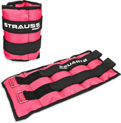 Strauss (1.5 Kg x 2) Ankle Weight | Wrist & Leg Weights Cuff, 1.5Kg Each, Pair Pink Ankle & Wrist Weight