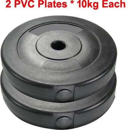 L'AVENIR FITNESS 20kg (10kg * 2pcs.) PVC Weight Lifting Black Weight Plate