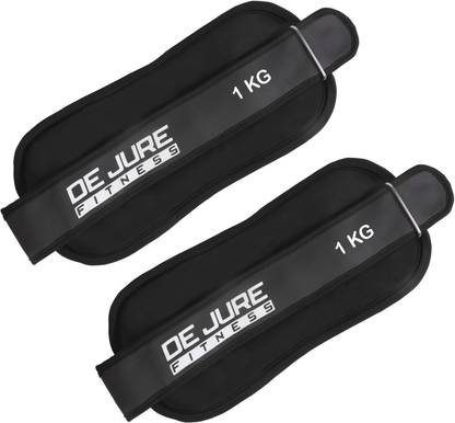 DE JURE FITNESS (1kg X 2) Premium, Jogging & Secure Weights Black Ankle & Wrist Weight