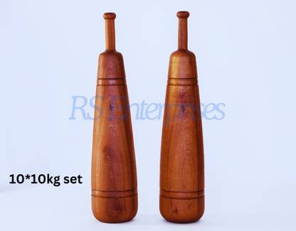 ZS Enterprises Premium Quality Persian Meel/ Indian Clubs/Karla kattai (10-10kg-Pair) Brown Indian Clubs