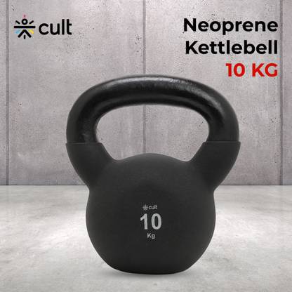 Cult 10kg Neoprene Coated Anti-Slip Grip - Black Kettlebell