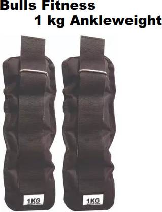 bulls fitness Ankle Weights Strength Training and Running Weight Sets, 1 Kg X 2 Black Ankle & Wrist Weight