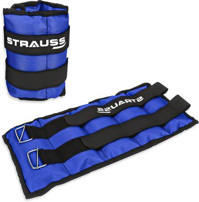 Strauss (5 Kg x 2) Ankle Weight | Wrist & Leg Weights Cuff, 5Kg Each, Pair Blue Ankle & Wrist Weight
