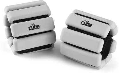The Cube Wrist & Ankle Weights (2 Pcs - 1 Lbs Each) | Yoga, Cardio, Pilates (Unisex) Grey Ankle & Wrist Weight