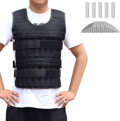 Nucarture Adjustable 10 kg Weighted Vest with Plates Workout Weight Jacket for men Black Weight Vest