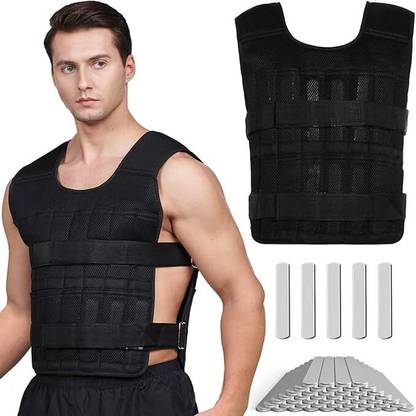 LEXOTHO Adjustable 10 kg Weighted Vest with Plates Fitness Workout Weight Jacket Vest Black Weight Vest