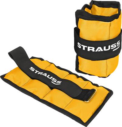 Strauss (0.5 Kg x 2) Ankle Weight | Wrist & Leg Weights Cuff, 0.5Kg Each, Pair Yellow Ankle & Wrist Weight
