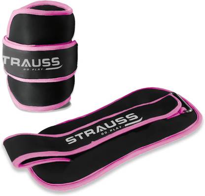 Strauss (0.5 Kg x 2) Round Shape Ankle Weight | Wrist & Leg Weight, 0.5Kg Each, Pair Pink, Black Ankle & Wrist Weight