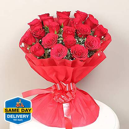 Floweraura Fresh Red Roses Bouquets, Flower Basket