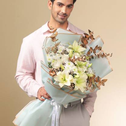 FNP Fresh Multicolor Roses, Lilies, Daisy Bouquets
