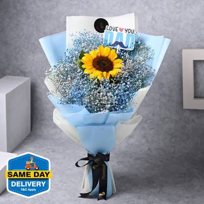Floweraura Fresh Fresh Live Flower Bouquet of Sunflower With Topper Sunflower Bouquets