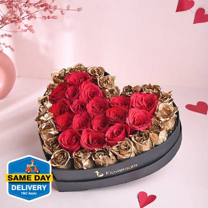 Special Live 20 Golden Spray & 15 Red Roses Flowers Bouquet In Heart Shape Box Fresh Special Live 20 Golden Spray & 15 Red Roses Flowers Bouquet In Heart Shape Box Rose Bouquets