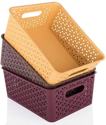 The Farmer Plastic Medium Size Multipurpose Solitaire Storage Basket with Lid Storage Basket