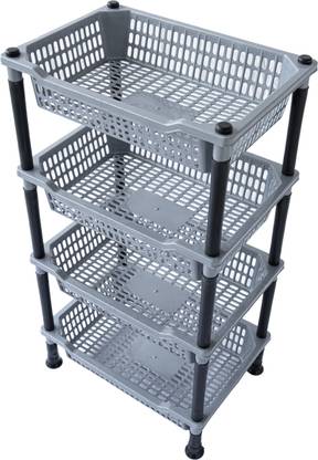 VM BOND Multipurpose 4XL Rectangle Kitchen Storage Folding Rack Plastic Fruit & Vegetable Basket