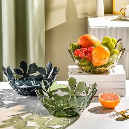 4MYL Transparent Petal Shaped Fruit Basket, Creative Flower Cutout Fruit Bowl Plastic Fruit & Vegetable Basket