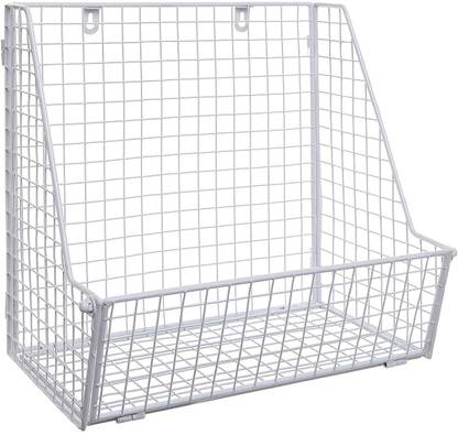 Indian Decor 28002 Modern White Metal Wire Wall Mounted Hanging Towel Basket Iron Fruit & Vegetable Basket