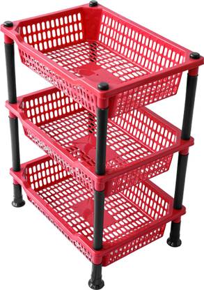 VM BOND Popular 3 Layer Portable Modern Plastic Fruit & Vegetable Basket