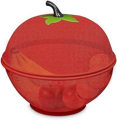 Red-Rubby Apple Shape Net Fruits Basket For Kitchen Steel Fruit & Vegetable Basket