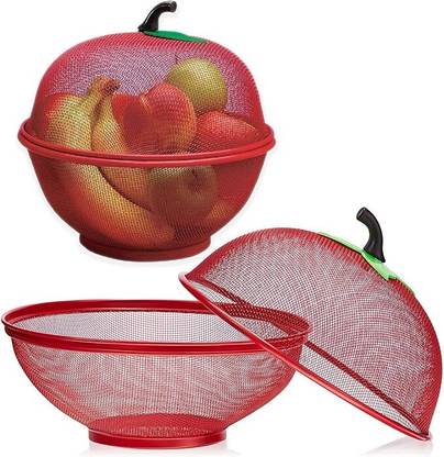 MSNB Apple-Shaped Fruit Basket (Big Size - Red) Steel Fruit & Vegetable Basket