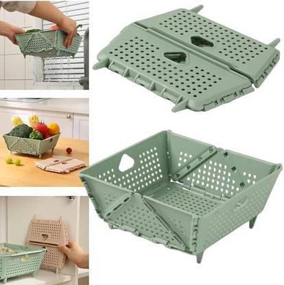 SPHUB Collapsible Strainers and Colanders for Kitchen, Plastic Foldable Storage Basket Plastic Fruit & Vegetable Basket