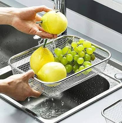 VARIYAENTERPRISE28 Stainless Steel Dish Rack MEDIUM Steel Fruit & Vegetable Basket