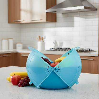 HOMESTIC by Kuber Industries Vegetables Draining Basket, Strainer Bowl, Drainer, Colander with Lid Plastic Fruit & Vegetable Basket