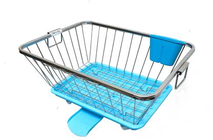 MEEZO Dish Drainer Rack with Drip Tray/Utensil Drying Stand for Kitchen/Plate Rack Stainless Steel Fruit & Vegetable Basket