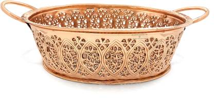 AcmeStores AcmeHomeDecor 100% Copper Metal Basket with Handles - Storage, Serving & Décor Copper Fruit & Vegetable Basket