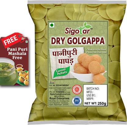 Sigotar Instant Pani Puri Papad +Free pani masala, Dry GolGappa, Puchka Fryums