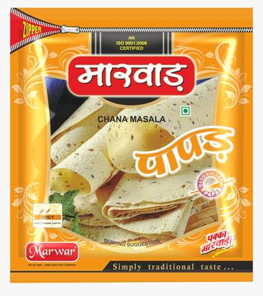 Marwar Chana Masala Papad, (Handmade, Medium Spicy, Rajasthani Flavor) 400g Zipper Pack of 2 Masala Papad (Pack of 2)