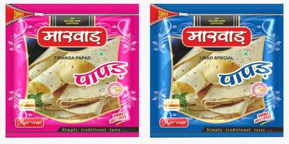 Marwar Papad Combo-Tiranga & Urad Special Papad-Zipper Pack(400 GM Each)-7 Inch Size Masala Papad (Pack of 2)