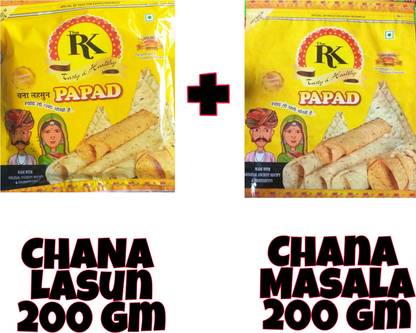 The R. K. CHANA GRALIC PAPAD 200GM + CHANA MASALA PAPAD 200 GM Masala Papad