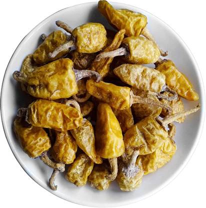 LJL Traders Kerala Special Sun Dried Salted Curd Chillies / Curd dip Chilly Dried - Fryums