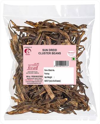 Seema Sun Dried Cluster Bean Fryums Kothavarangai Vathal, Gavar Phali Pappad Fryums Fryums