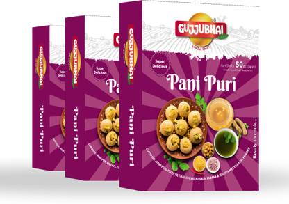 GUJJUBHAI Instant Ready To Eat Pani Puri ( Gol Gappa ) Fryums (Pack of 3)