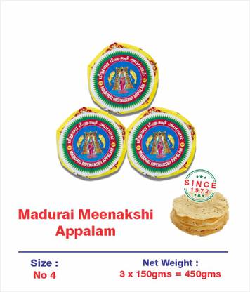 Madurai Meenakshi Appalam Papad No.4 150g x Pack of 3 (Pack of 3)