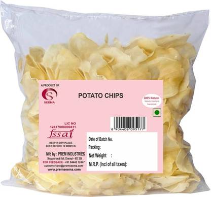 Seema Raw Potato Chips/ Dry Potato Fryums (Crunchy, Thin & Tasty) / Ready to Fry Potato Chips, Aalu Ke Chips Chips Fryums