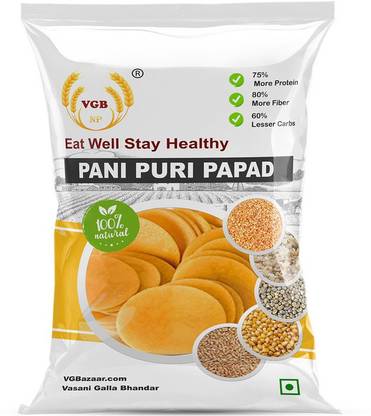 VGBNP 100% Natural and Original Gol Gappa ( Puchka) Ready to Fry Pani Puri Papad- 1kg Fryums