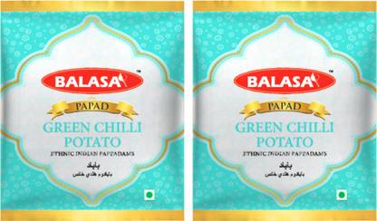 balasa GARLIC WITH GREEN CHILLI 400GMS Papad Masala Papad (Pack of 2)