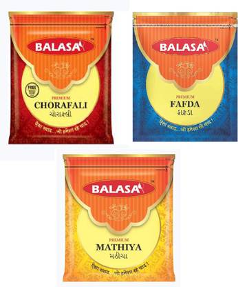 balasa Chorafali + Mathiya + Fafda Papad x 3 Packs Masala Papad (Pack of 3)
