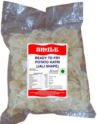 Smile Home Made Ready to Fry Raw Potato Katri / Jali Shape Potato Wafer (1 Kg) Fryums