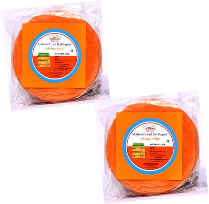 JUST MALNAD MALNAD URAD-DAL PAPAD | MANGO PULP | NO PRESERVATIVES | (Pack of 2)