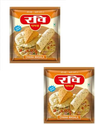 Ravi Handmade Chana Khatta Mitha Papad, Ready To Fry Roast Eat, 500g X 2, (Pack of 2)
