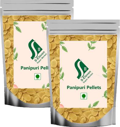 S Eleven Super Market Ready to Fry Pani Puri/Pani Patase/Golgappa /Gupchup (Pack of 2 - 500 gm each) Fryums (Pack of 2)