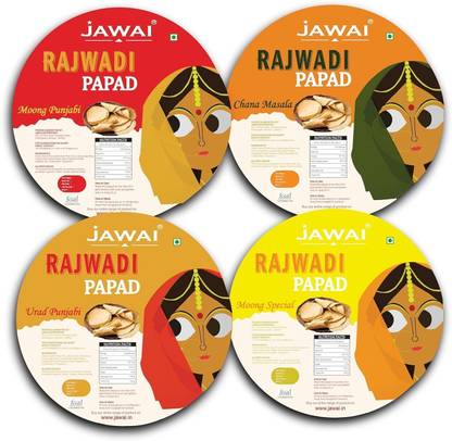 JAWAI Rajwadi Papad |Protein Rich Masala Papad | Handmade Papad | Assorted Flavour Masala Papad (Pack of 4)