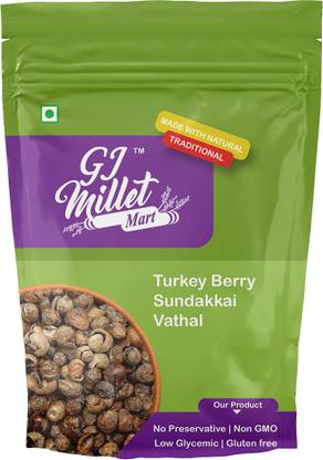 GJ Millet Mart Sun Dried Turkey Berry, Sundakkai Vathal Without Salt -