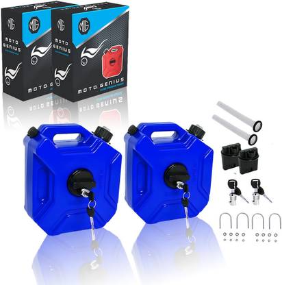 Moto Genius Universal 5 Liter Fuel Jerry Can With Clamp and Cap For Motorcycle (Pack of 2) 5 L Fuel Can