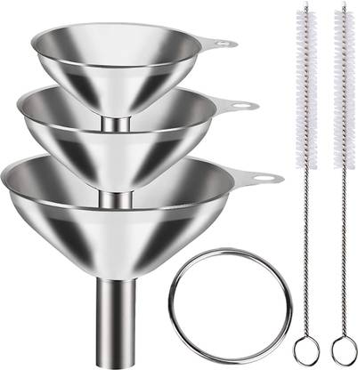 Zibuyu 3Pcs Metal Stainless Steel Funnel, Large Small Funnel Set of 3 Iron Funnel